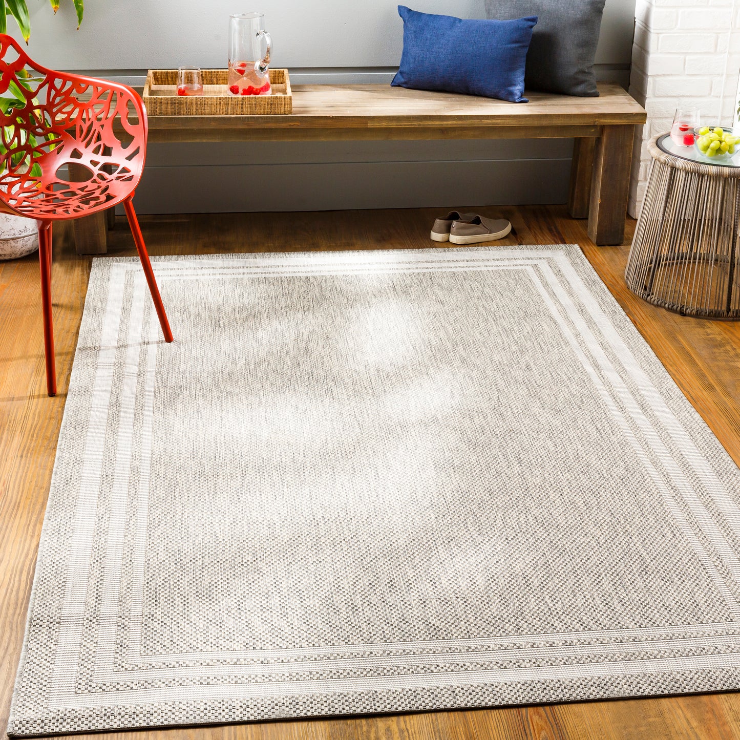 Sorrento Outdoor Rug in Sand Border