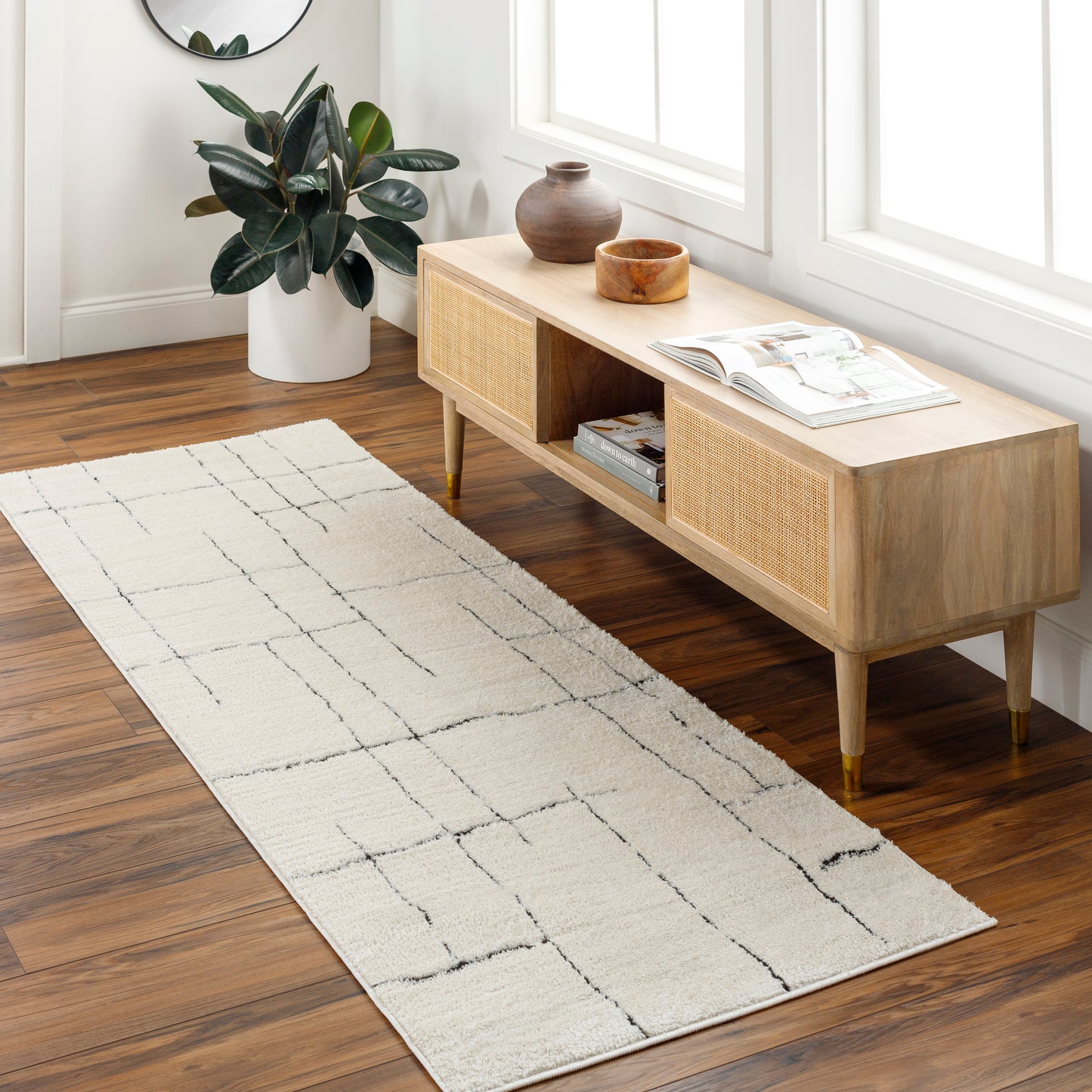 Adler Rug in Linear (Black)