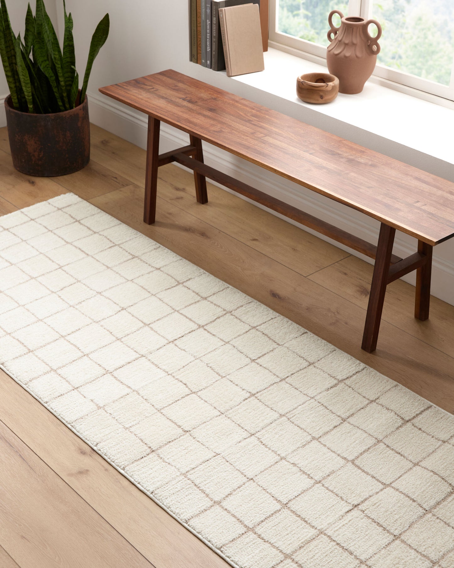 Parker Rug in Ivory Grid