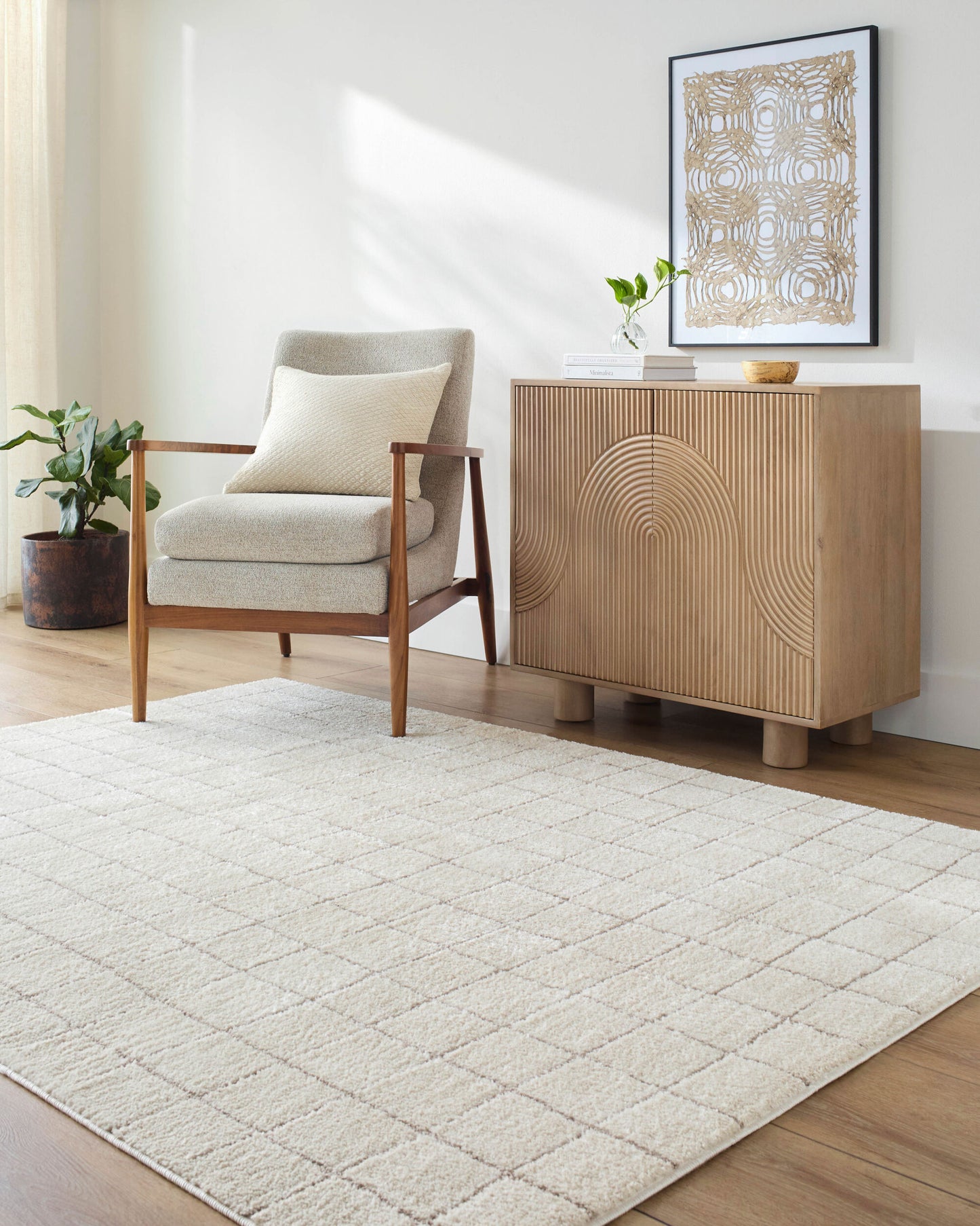 Parker Rug in Ivory Grid