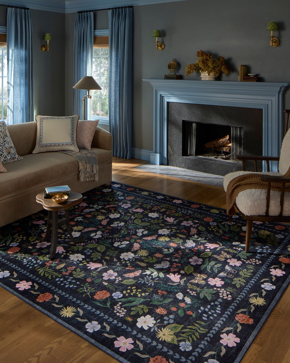 Woodland Rug in Black Blue
