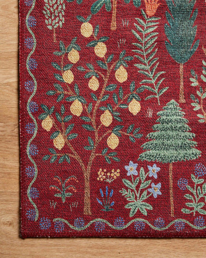 Folklore Rug in Forest Crimson